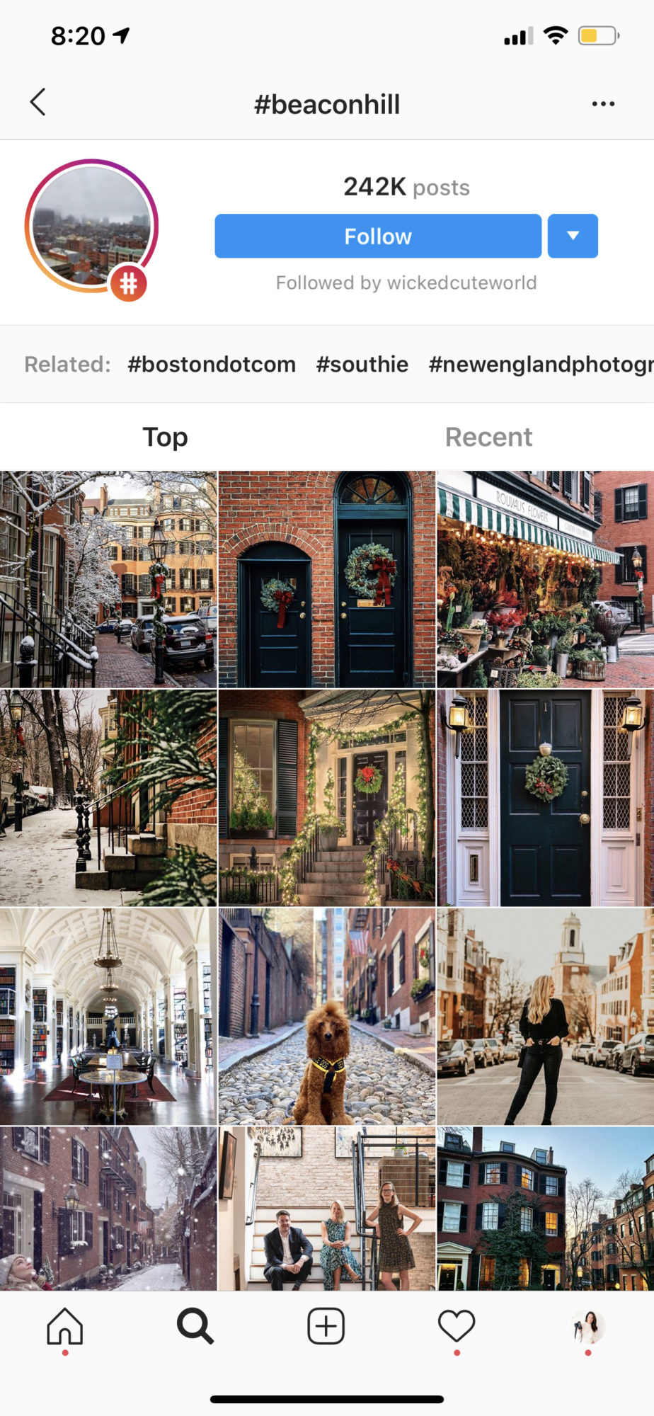 Instagram Hashtags for Followers by popular New England influencer, Shannon Shipman: screen shot image of a hashtag thread. 