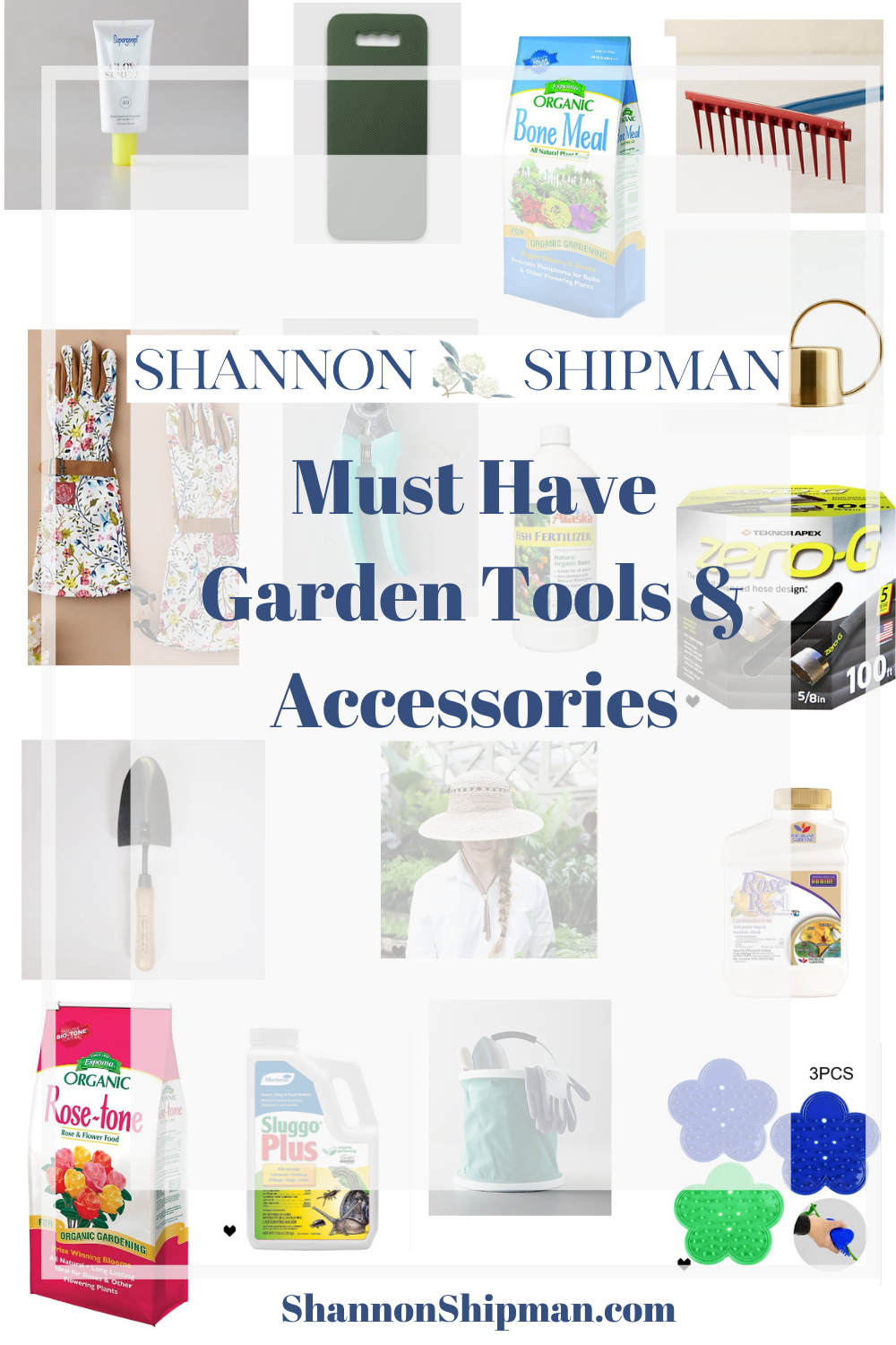 Garden Tools List by popular New England blogger, Shannon Shipman: Pinterest image must-have garden tools and accessories. 