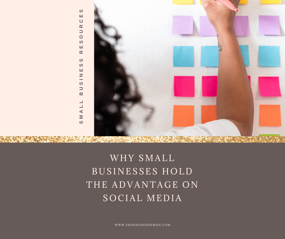 Why Small Businesses Hold The Advantage On Social Media | Social Media Tips for Small Businesses by popular New England lifestyle blogger, Shannon Shipman: Pinterest image of a woman writing on post-it notes that are stuck on a w wall. 